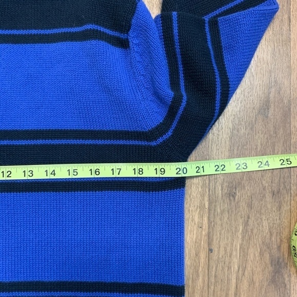 Chaps Vintage Striped Blue Black Sweater Medium - Picture 5 of 6